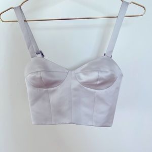 Fleur Du Mal unstructured silver bustier, top, never worn. XS 32-33” breast.